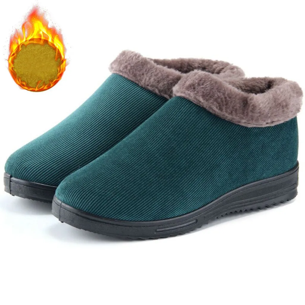 

Middle-Aged Women warm fur plush Insole Snow Boots Warm Casual Cotton Shoes Woman Ankle Boots Shallow Plush Shoes Dropshipping