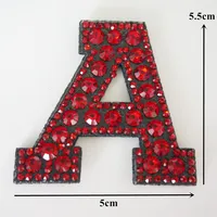 Buy Wine Red Rhinestone Alphabet Letter Iron-On Sewing Patch Badges | 3D Patches for Bags, Hats, Jeans, Clothes, Crafts | Online - Image 3