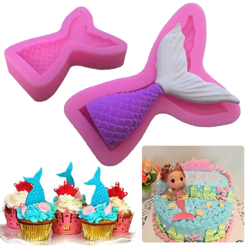 Помадка торт плесень Русалка сахарный хвост плесень выпечки Декор Sugarcraft 3D