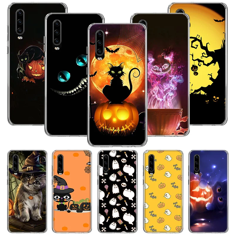 Классный чехол с кошкой на Хэллоуин для huawei P20 P30 P Smart Z Plus 2019 P10 mate 30 10 20 Lite Pro