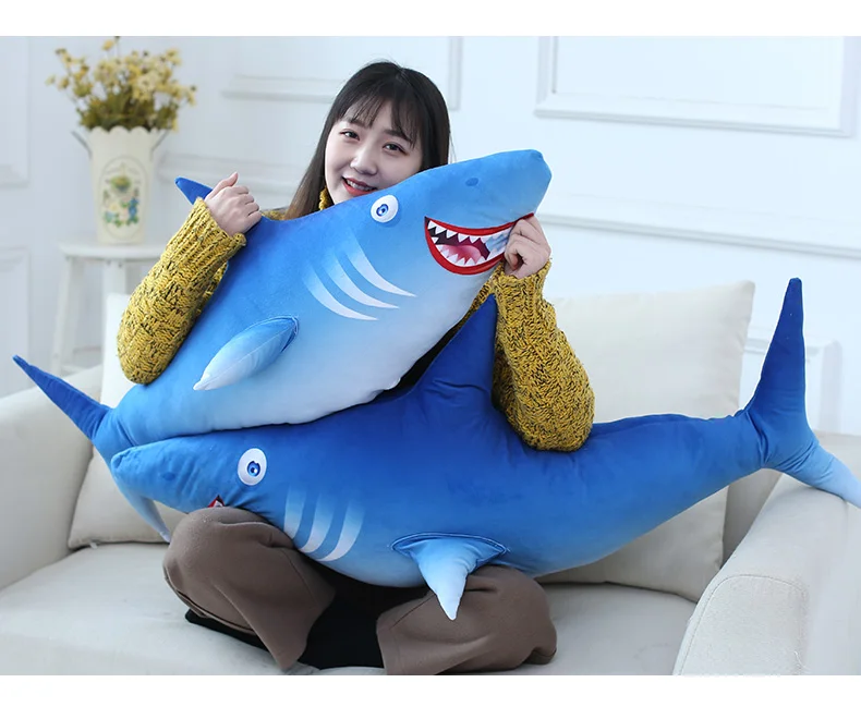 New Style Blue Shark Imprint Whale Stuffed Animals Children Birthday Doll Toy Kids Gift