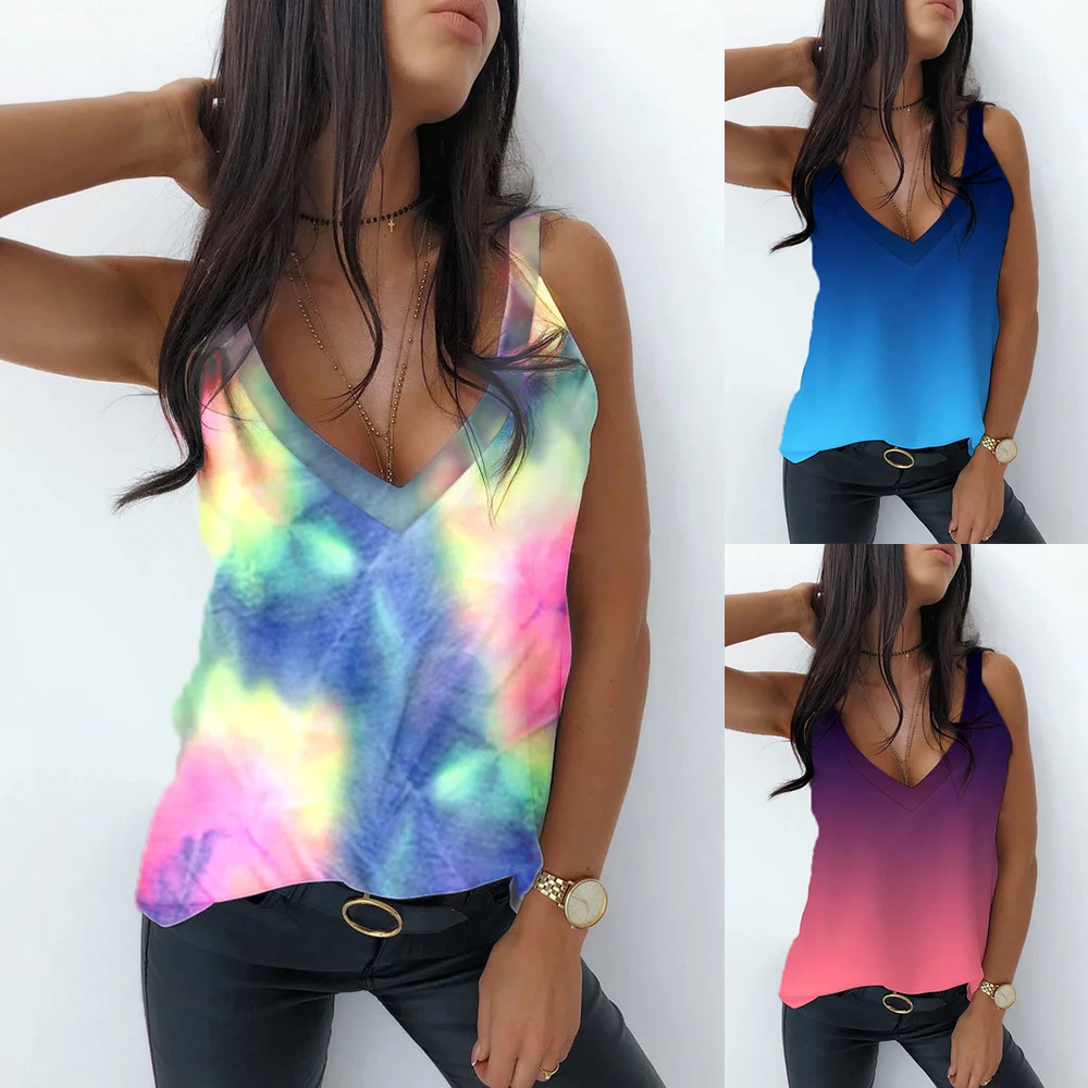 Женская блузка с V образным вырезом открытой спиной и принтом|Блузки| |