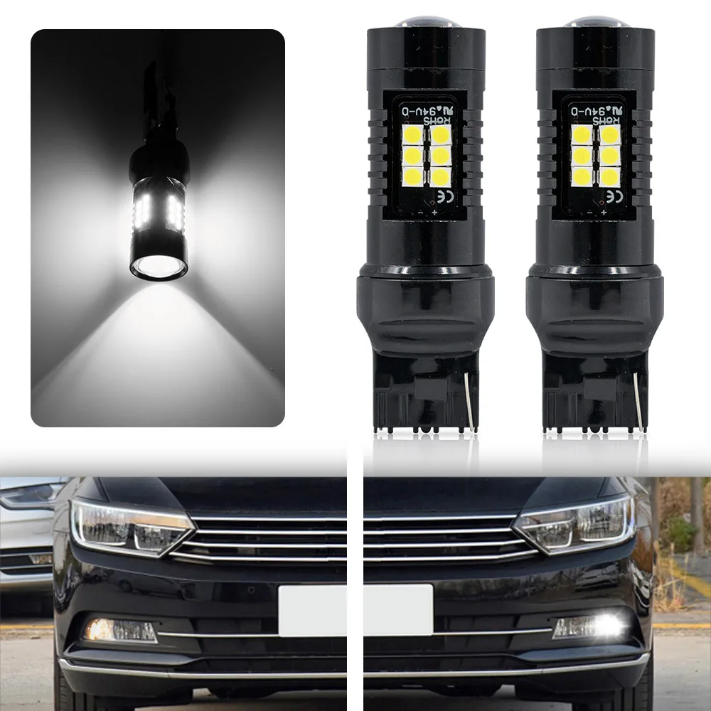 2X For VW Passat B8 2015 2016 2017 2018 2019 2020 2021 2022 Canbus No Error W21W T20 7440 LED DRL Daytime Running Light Bulb