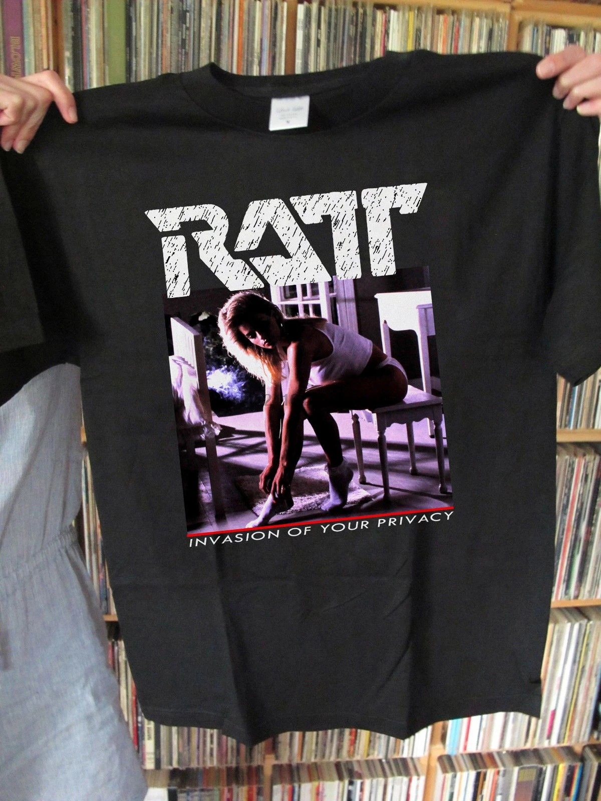 Винтажная черная футболка с принтом RATT inquestion Of Your Privacy Tour 1985