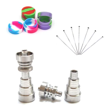 

1 set Domeless 6 IN 1GR2 Titanium Nail 10/14/18mm - Male/Female Dabber Carb Cap Silicone Jar Container free shipping