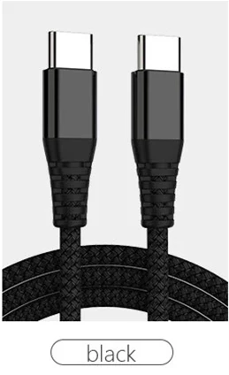 PD Быстрая зарядка USB кабель type-C-type C кабель USB C Быстрая зарядка 4,0 QC 4,0 кабель для samsung Google Pixel Xiaomi Redmi zte - Цвет: black