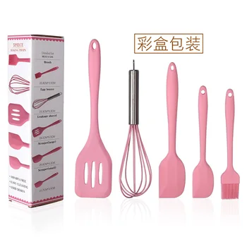 

5Pcs/Set Silicone Cooking Utensils Sets Egg Beater Spoon Spatula Oil Brush Kitchenware Kit Kitchen Tools Accessories