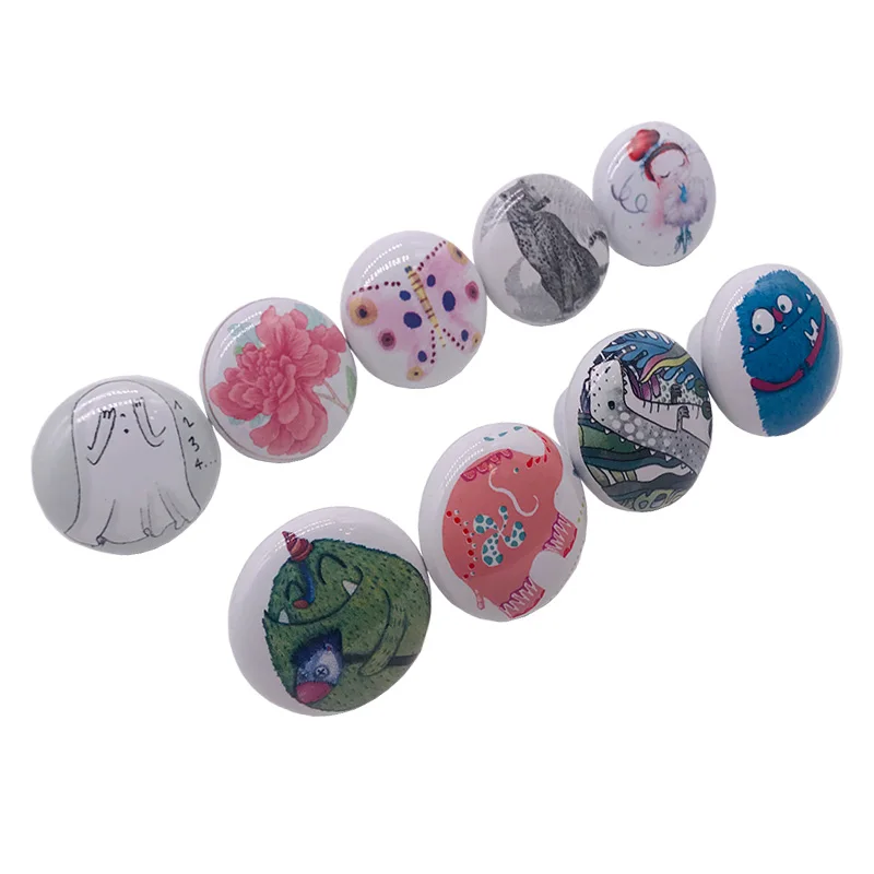 

Children Room Knobs and Handles Cute Painted Cartoon Look Kid Child Kitchen Cabinet Cartoon Furniture Ceramic Handle Drawer Pull