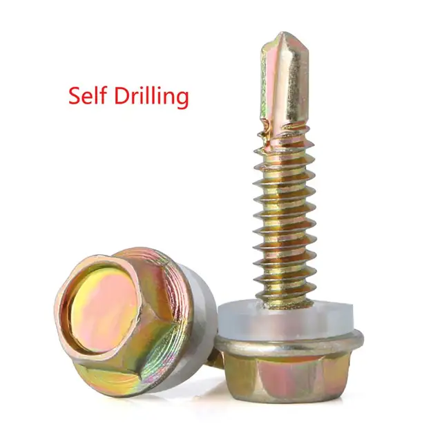 Tapping Hex Head Screws Bolts Zinc Plated Fixing Roofing M5.2 Self Drilling