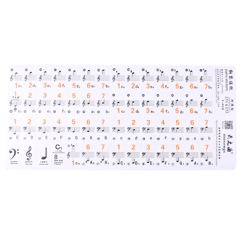 

88 Key Piano Stickers Keyboard Label Music Note for Students Piano Practice