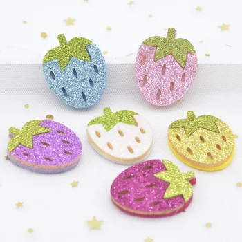 

12Pcs 30*40mm Padded Glitter Fabric Strawberry Applique for DIY Clothes Hat Sewing Headdress Hair Clips Bow Decor Patches L11