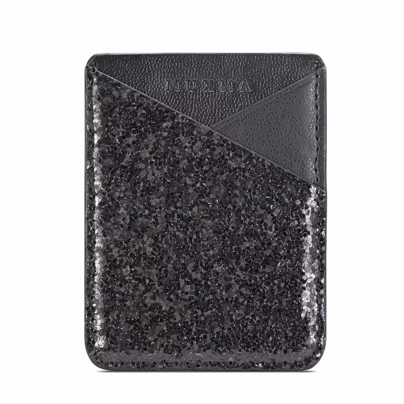 Black Fashion Women Men Gold Sticker Card Slot Holder Wallet Credit Card Pocket Glitter Sticker For iPhone 11 Pro XS Max XR 6 7 8 Plus - Цвет: Black