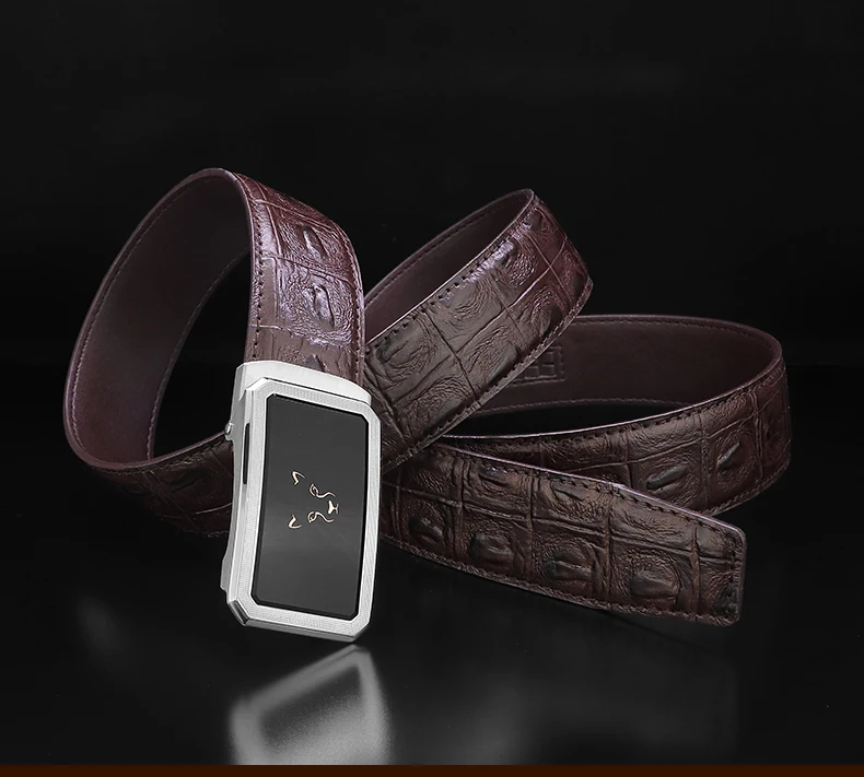 Высококачественный роскошный, с автоматической пряжкой, ковбойский мужской ремень из натуральной кожи, модный дизайнерский кожаный повседневный индивидуальный ремень ceinture homme
