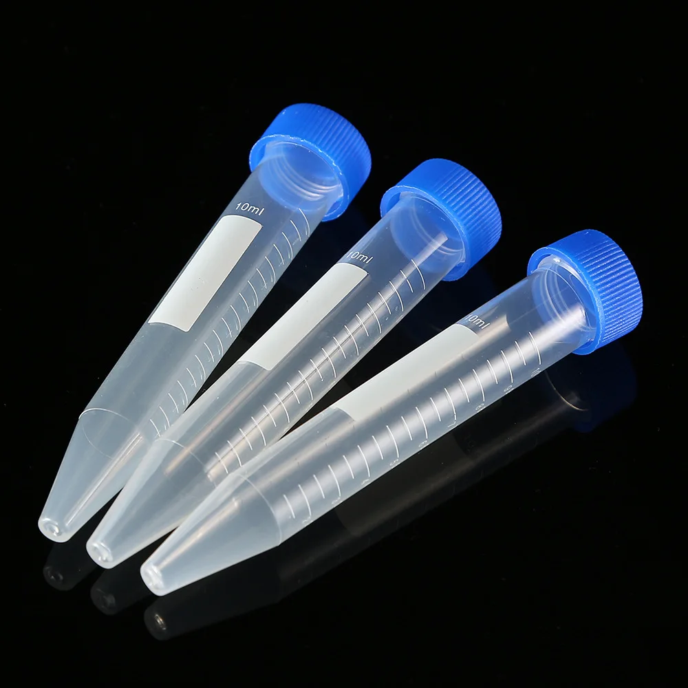 10 ml konische Zentrifugenröhrchen, 0,33 Unzen Kunststoff-Reagenzgläser mit Schraubverschluss, konisches Polypropylen-Reagenzglas, blau/orange, 50/100 Stück – Detail 2