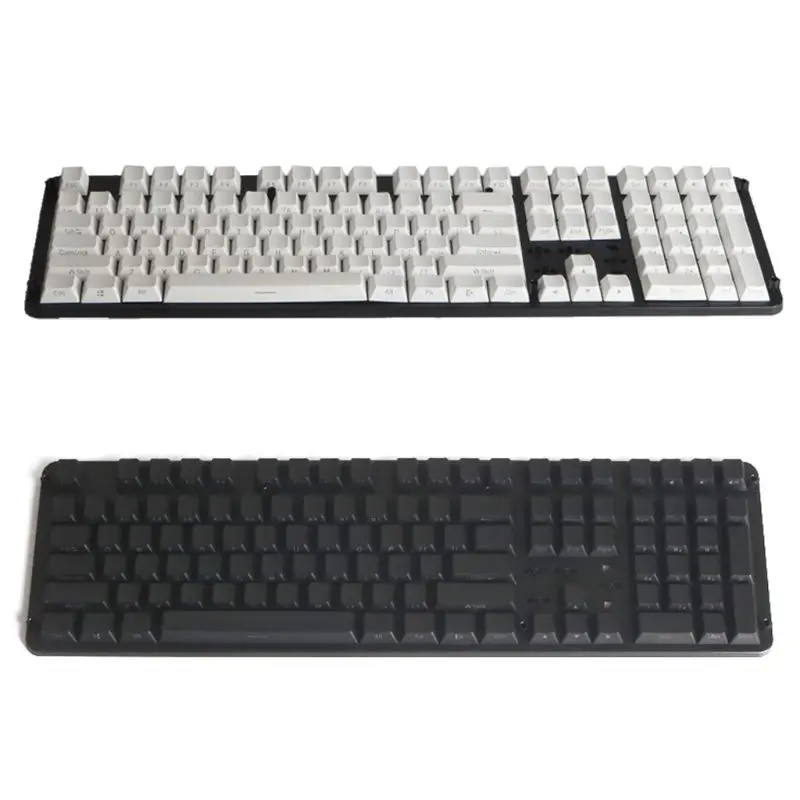 Черно-белая клавиатура PBT Double Shot 108 с боковым светом и подсветкой колпачки для