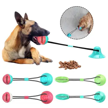 

Pet Molar Bite Toy Cats Dogs Tug Rope Ball Chew Toys Pet Tooth Cleaning With Suction Cup Self Interactive Toys For Dog Puppy
