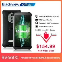 Blackview BV6600 IP68 Waterproof 8580mAh Rugged Smartphone Octa Core 4GB+64GB 5.7