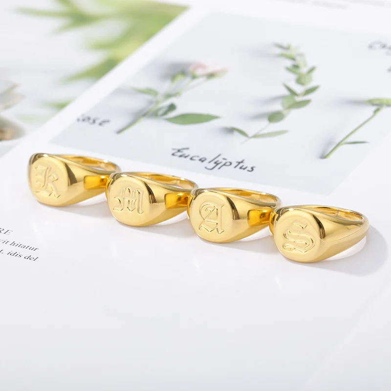 A-Z Initial Letter Stainless Steel Jewelry Rings For Women Men Vintage Metal Alphabet Couple Rings finger ring stainless steel ring couples rings