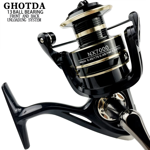 GHOTDA 13+1BB Fishing Spinning Reel 2000-7000 Metal Spool Gear Ratio 5.2:1  / 4.7