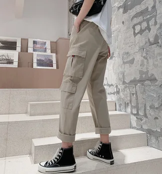

Big Pockets Cargo Pants Women High Waist Loose Streetwear BF Harajuku Baggy Tactical Trouser Hip Hop High Quality Joggers Pants