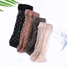20 шт. = 10 пара/лот, лидер продаж, крутые дышащие летние стильные пикантные черные кожаные носки однотонные нейлоновые носки в горошек для женщин и девочек