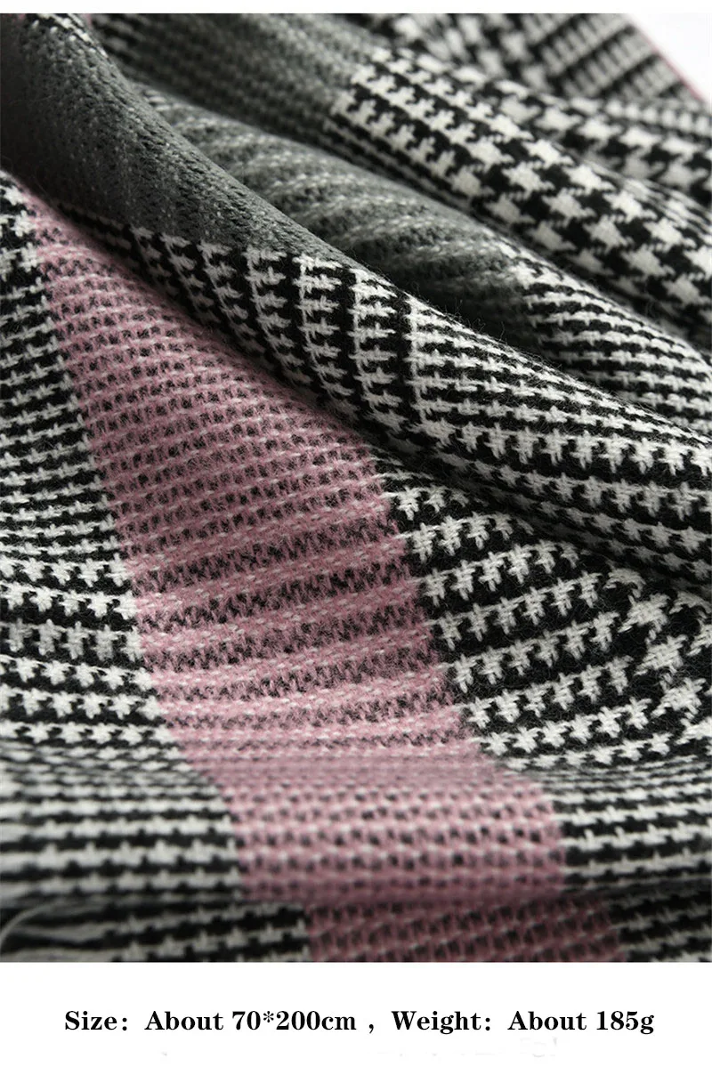 Cashmere Knitted Scarf Women Winter Elegant Scarf Plaid Print Warm Long Warm Design Scarves Shawls Neck Wrap Ladies Dropshipping