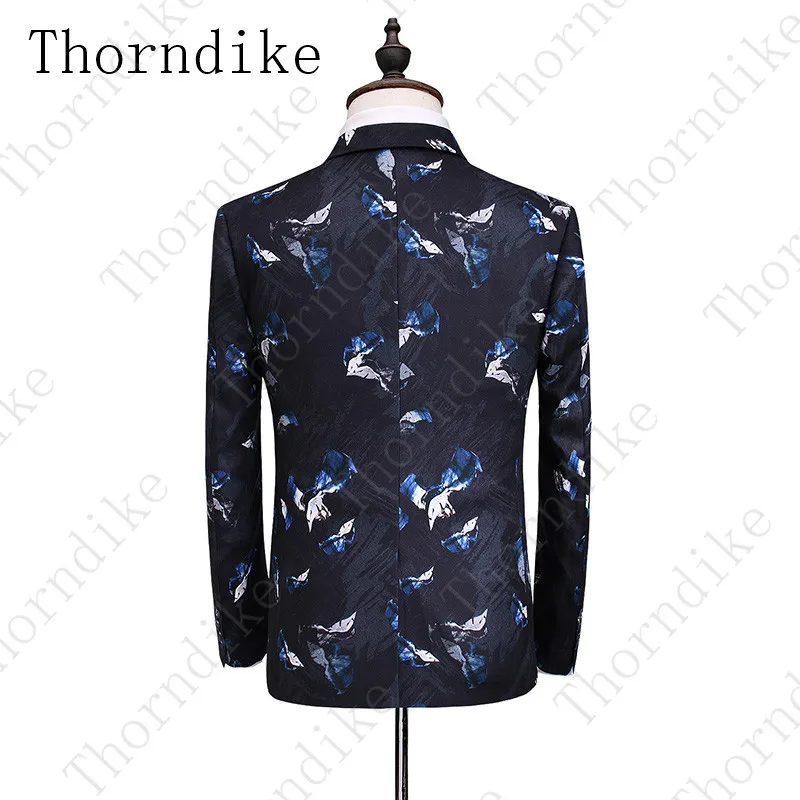 Thorndike мужской костюм, Классические мужские костюмы, свадебные, модные, с цветочным принтом, костюмы для выпускного вечера, сценические костюмы для певцов, 3 штуки