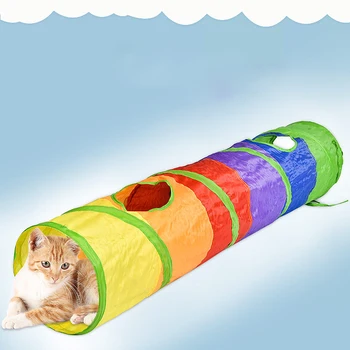 

Two Holes Foldable Pet Cat Tunnel Toys Kitten Rabbit Indoor Outdoor Hanging Ball Training Toys Play Tunnel Tubes Cat Supplies