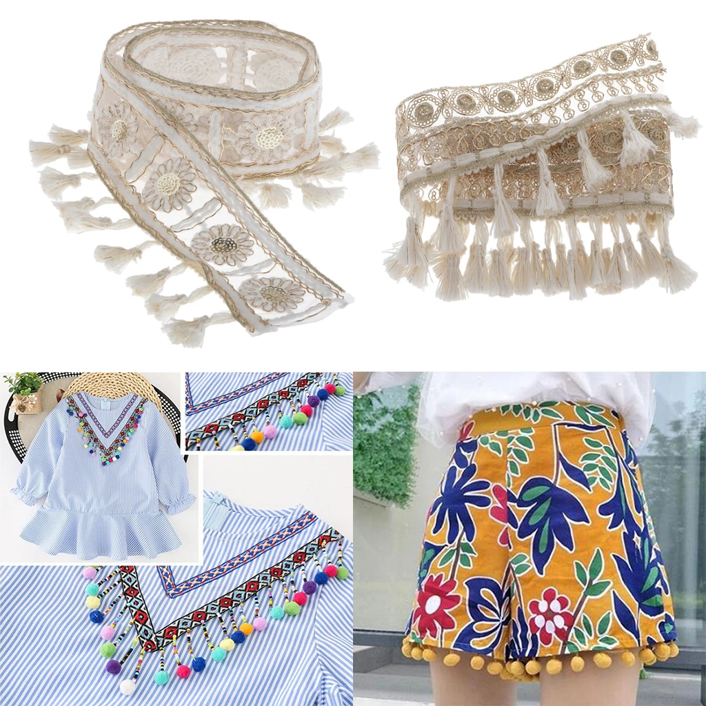 1yd Fringe Pom Pom Ribbon Lace Sewing Trim Braid Band DIY Craft Applique Decor
