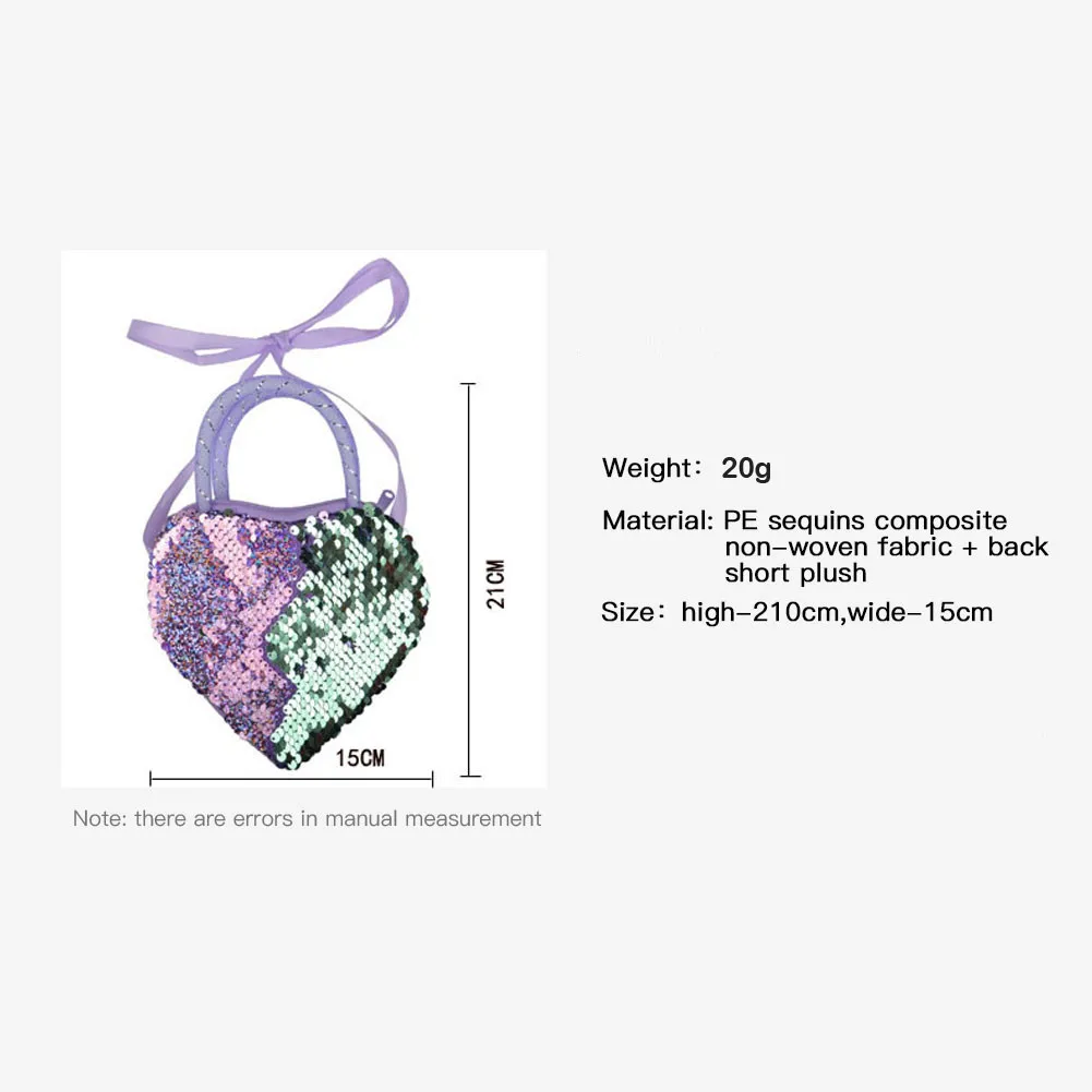 Focusnorm детская девочка в форме сердца обратимая Sequinned сумка для монет карман