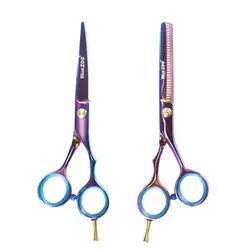 Профессиональные японские 440c 6 и 5,5 дюймовые радужные ножницы для стрижки волос, набор режущих ножниц, филировочные парикмахерские ножницы