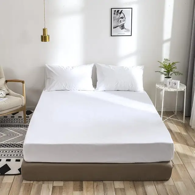 housse anti punaise de lit matelas imperméable avec élastique de couleur unie – Image 4