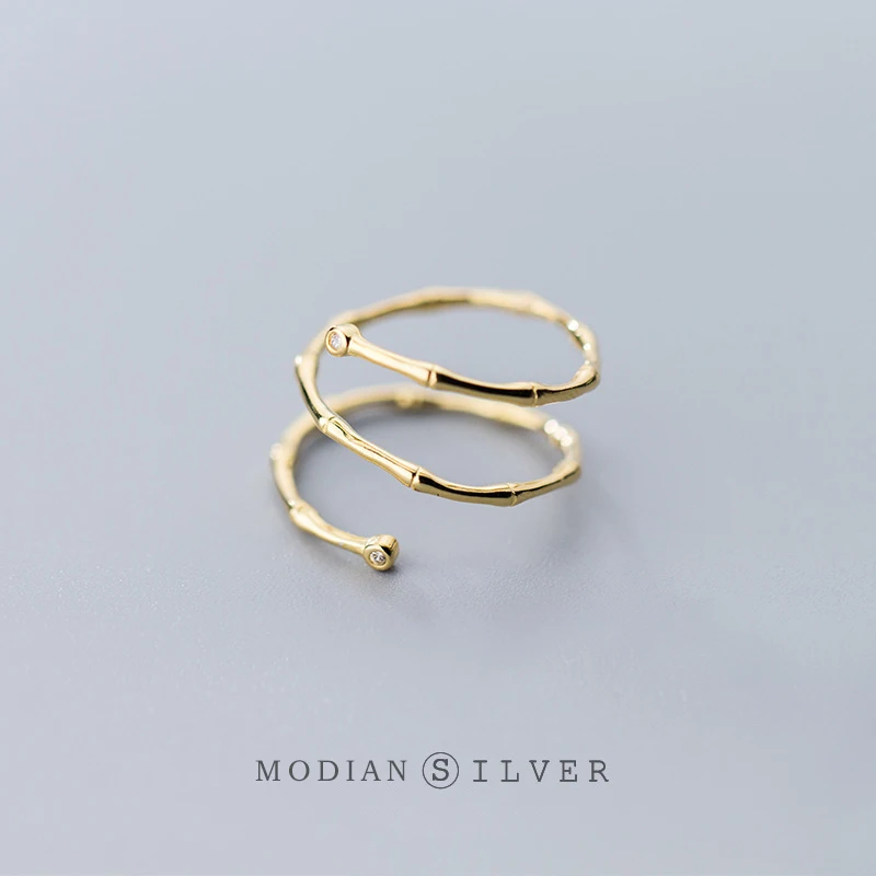 Modian-핫 패션 정통  미니멀리스트 슬러브 반지, 여성을 위한 오픈 조절 손가락 반지 식물 고급 주얼리