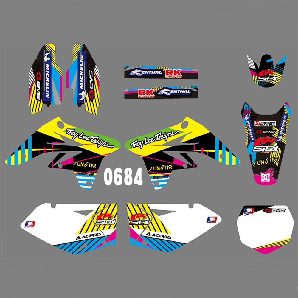 Для SUZUKI RMZ250 2007-2009 Графика наклейки на заказ Номер Наименование лента 3M Полный мотоцикл Фоновые наклейки аксессуары