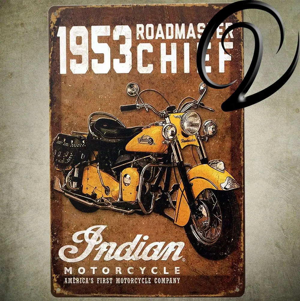Флаги Винтаж 1953 roadmaster главный индийский мотоцикл живопись металлическая жестяная вывеска в рамке настенная живопись металлическая жестяная вывеска настенная
