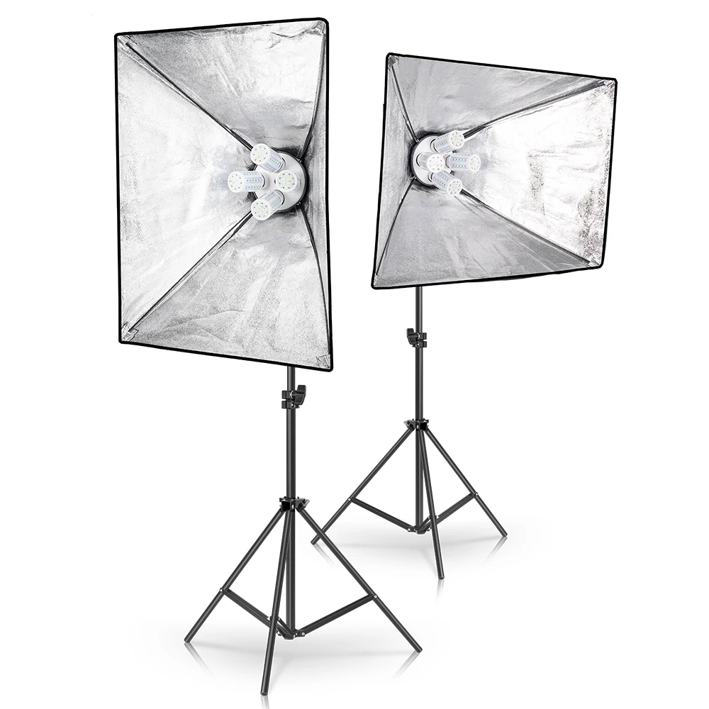 Photo Studio Softbox Kit 8pcs LED 20w Photographic Lighting Kit Camera& Photo Accessories 2 light stand 2 softbox for Photo