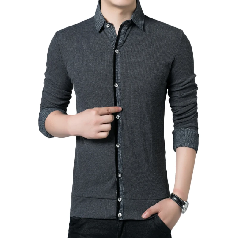Shirts Men VoguePop Nice Long Sleeve Shirt Spring Autumn Men Slim Fit Fashion Shirts Camisa Masculina Plus Size 5XL Clothes