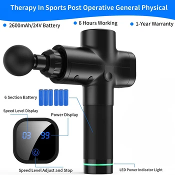 

LED Display Deep Tissue Massage Gun Rechargeable Muscle Massager Pain Relief Slimming Sports Recovery 4 Massage Heads D30
