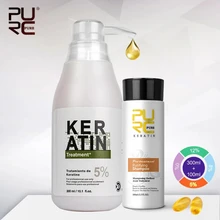 2PCS/set PURC 5% Brazil Keratin Treatment 300ml + Purifying Shampoo 100ml Make Hair Straightening Smoothing Hair Care Products