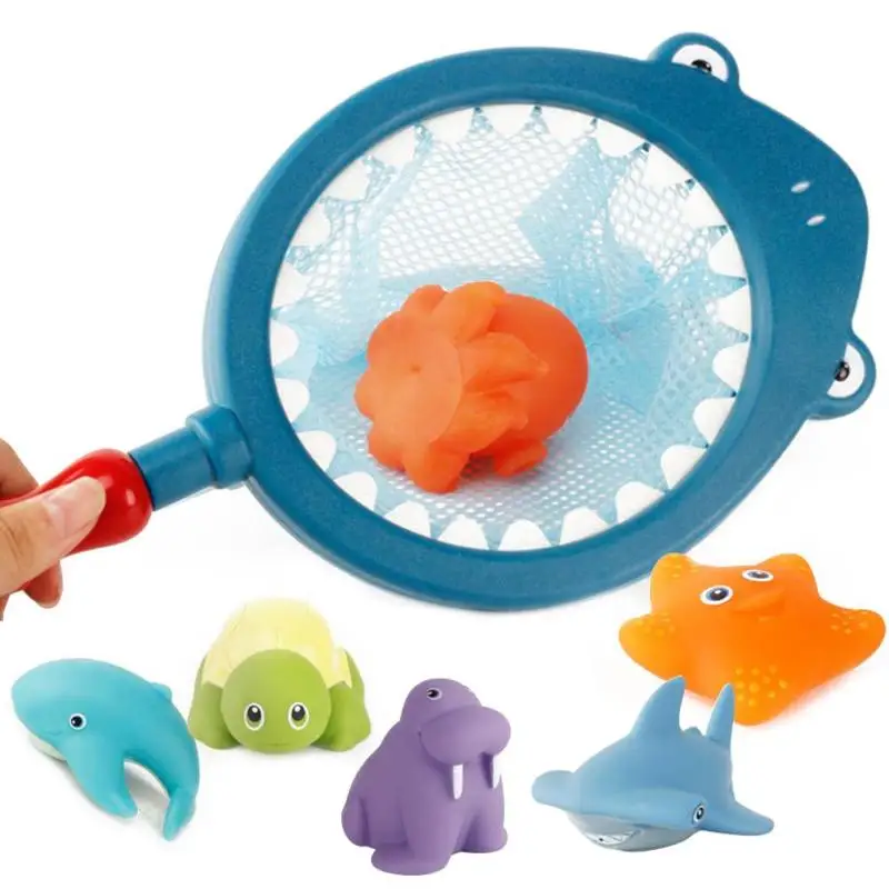 7 шт./компл. смешанные животные плавание вода детская Ванна игрушки пищащие игрушки для купания
