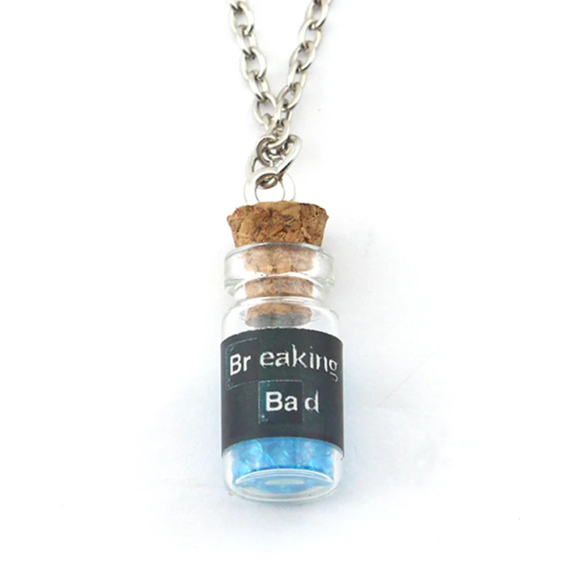 

New Classic Breaking bad inspired crystal sky blue vial cork bottle necklace bath salt Necklace Gifts