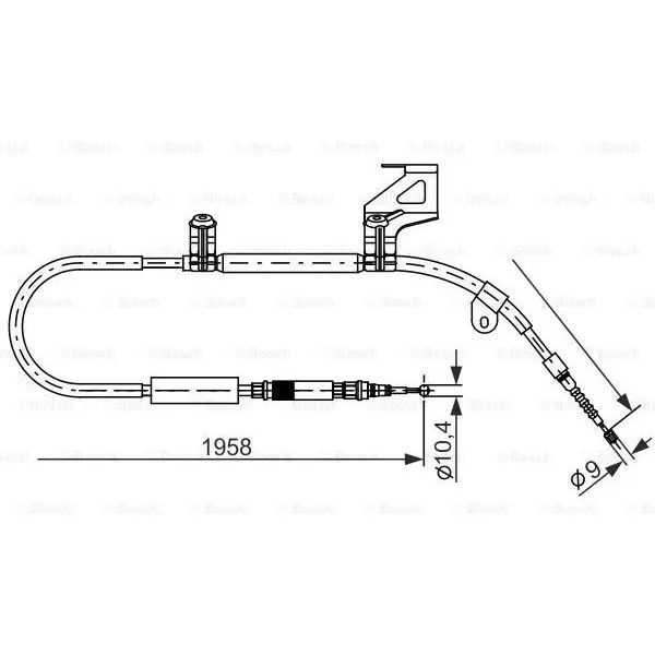 Трос ручного тормоза AUDI A6-05 1958мм BOSCH 1 987 477 604
