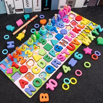 

Jigsaw puzzle number building blocks for young children early education and intellectual development letter matching toys