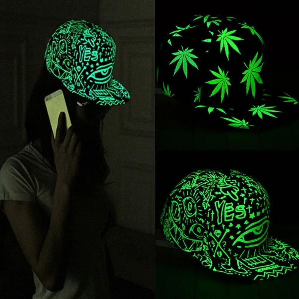 Korean Golf Baseball Caps Luminous Fluorescent Men Women Baseball Cap Graffiti Printed Travel Breathable Hip Hop Snapback Cap