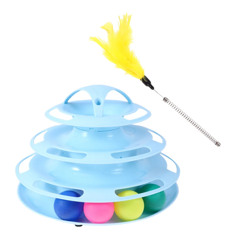 Четырехслойная круглая дорожка для домашних животных с движущимися шариками