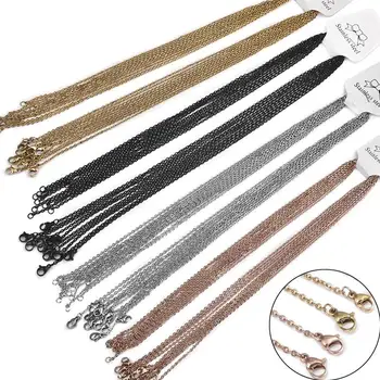 

10pcs/Lot Stainless Steel Chain 2mm Width Rose Gold Black Gold Silver Color 50cm Necklaces Women/Men DIY Pendant Chain Bulk Sale