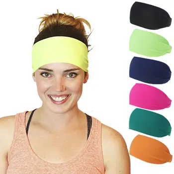 

Casual Sport Hair Band Elastic Wide Blend Yoga Hair Bands Exercise Women Men Headband Sweatband Pure Color