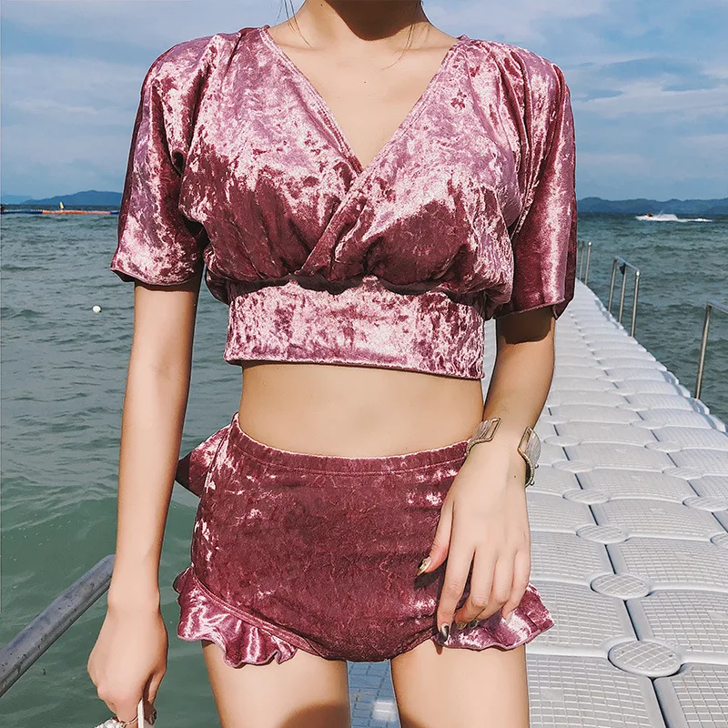 

2019 New Style Online Celebrity--Conservative Slimming Belly Covering Bubble Hot Spring Split Type Swimsuit Women's