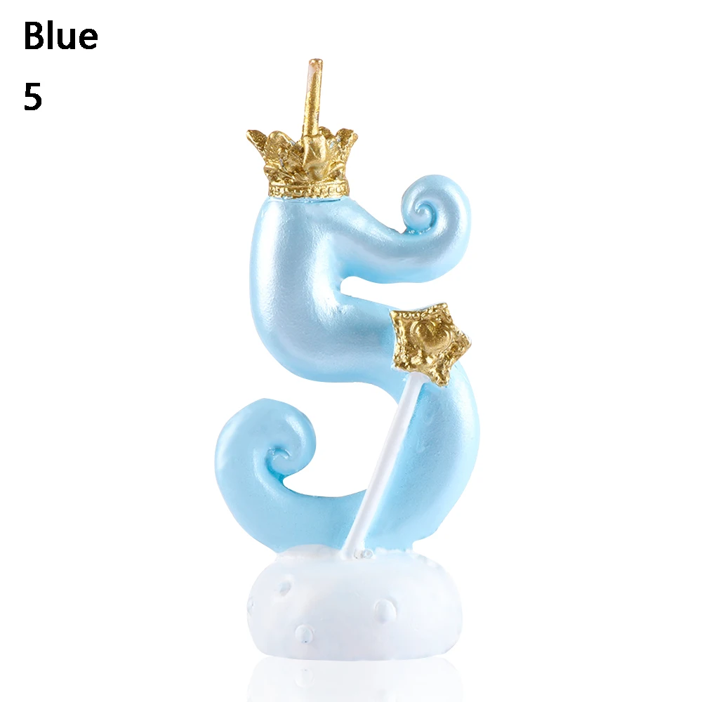 5 Blue 1 шт. 0-9 цифры с днем рождения корона для торта свеча цифровая Свеча для торта выпечка в подарок вечерние украшения свадебные принадлежности - Цвет: 5 Blue