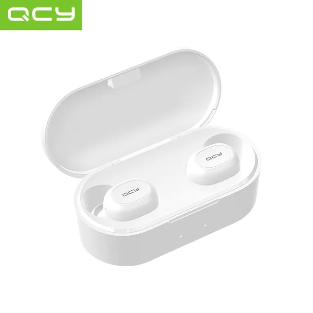 QCY T2C Мини Bluetooth наушники с микрофоном беспроводные наушники спортивные наушники шумоподавление Гарнитура и зарядная коробка - Цвет: White